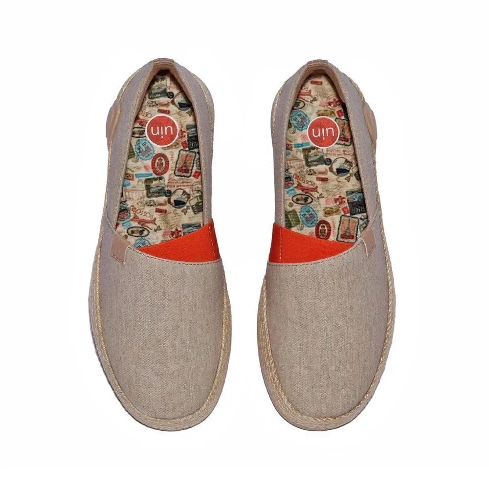 UIN Women's Slip Ons Walking Casual Loafers Shoes (Light Khaki Marbella I)
